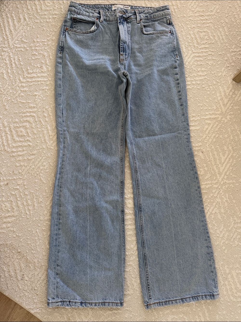 stradivarius Light Blue Flared Wide-Leg Jeans